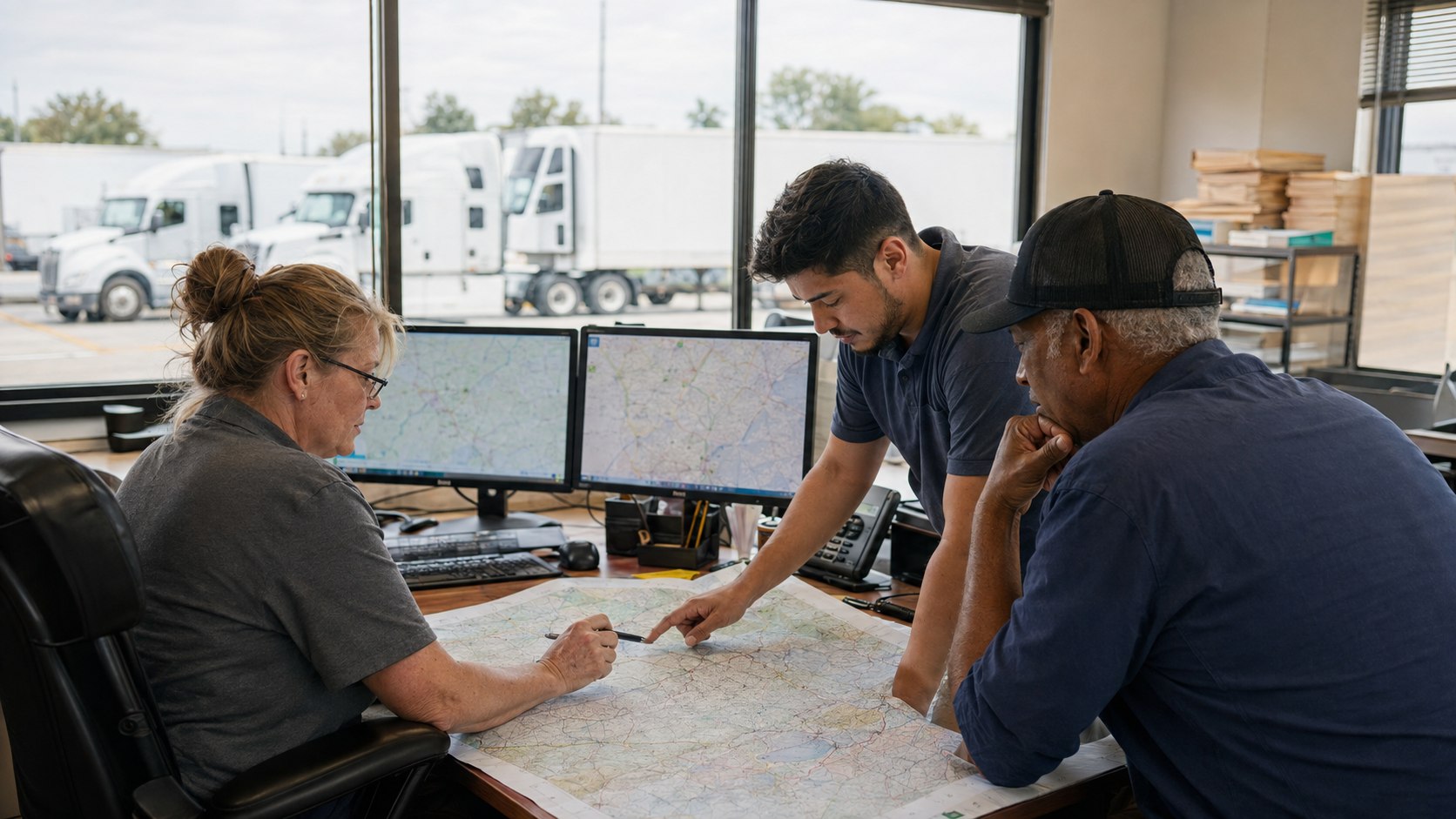 Dispatch colleagues planning a route